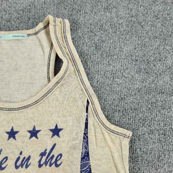 Maurices Tank Top Women's Medium Brown Tan Round Neck Sleeveless Made In USA Sh - Picture 3 of 11